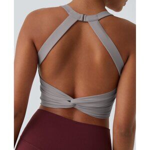 HALARA Gray Twist-Back Crop Top
